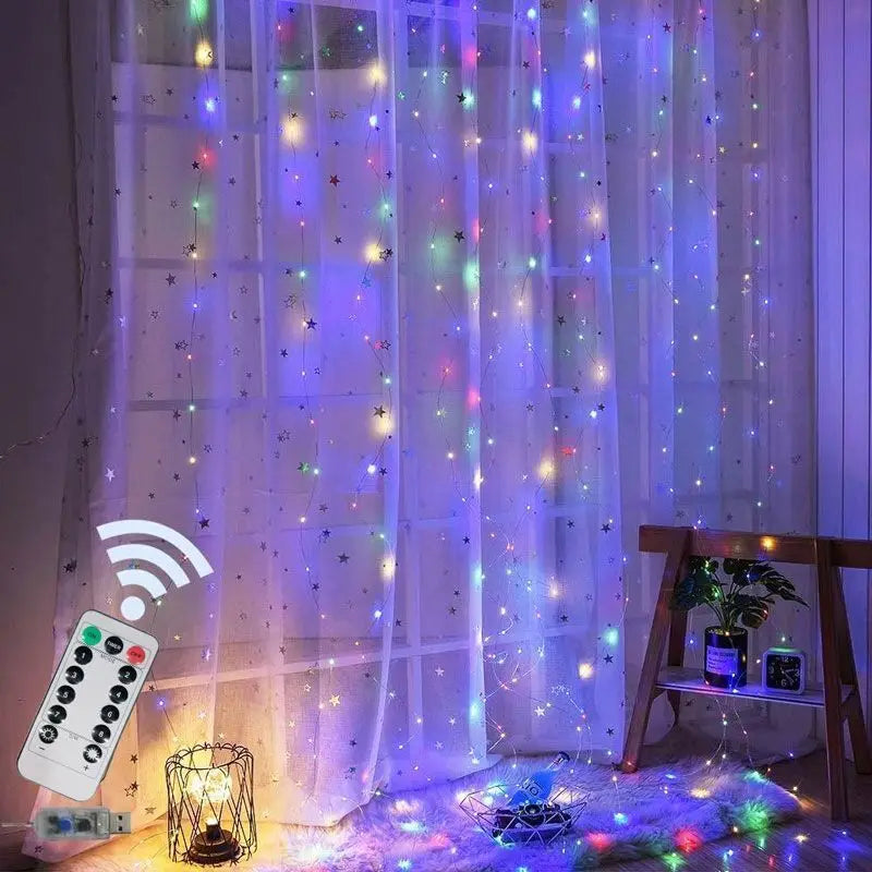 3/4/6m cortina led luzes da corda guirlanda usb festão controle remoto luzes da guirlanda de fadas decoração natal para o quarto casa