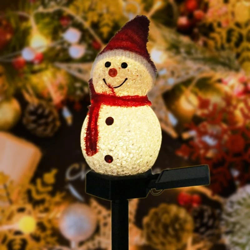 Decorações de natal luz solar boneco de neve natal ao ar livre movido a energia solar estacas luzes para corredor pátio decoração do gramado