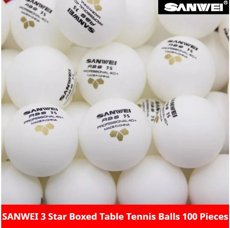 50/100 pçs sanwei 3 estrelas bolas de tênis de mesa abs novo material costurado bolas de ping pong 40 + profissional bola de ping pong treinamento do clube