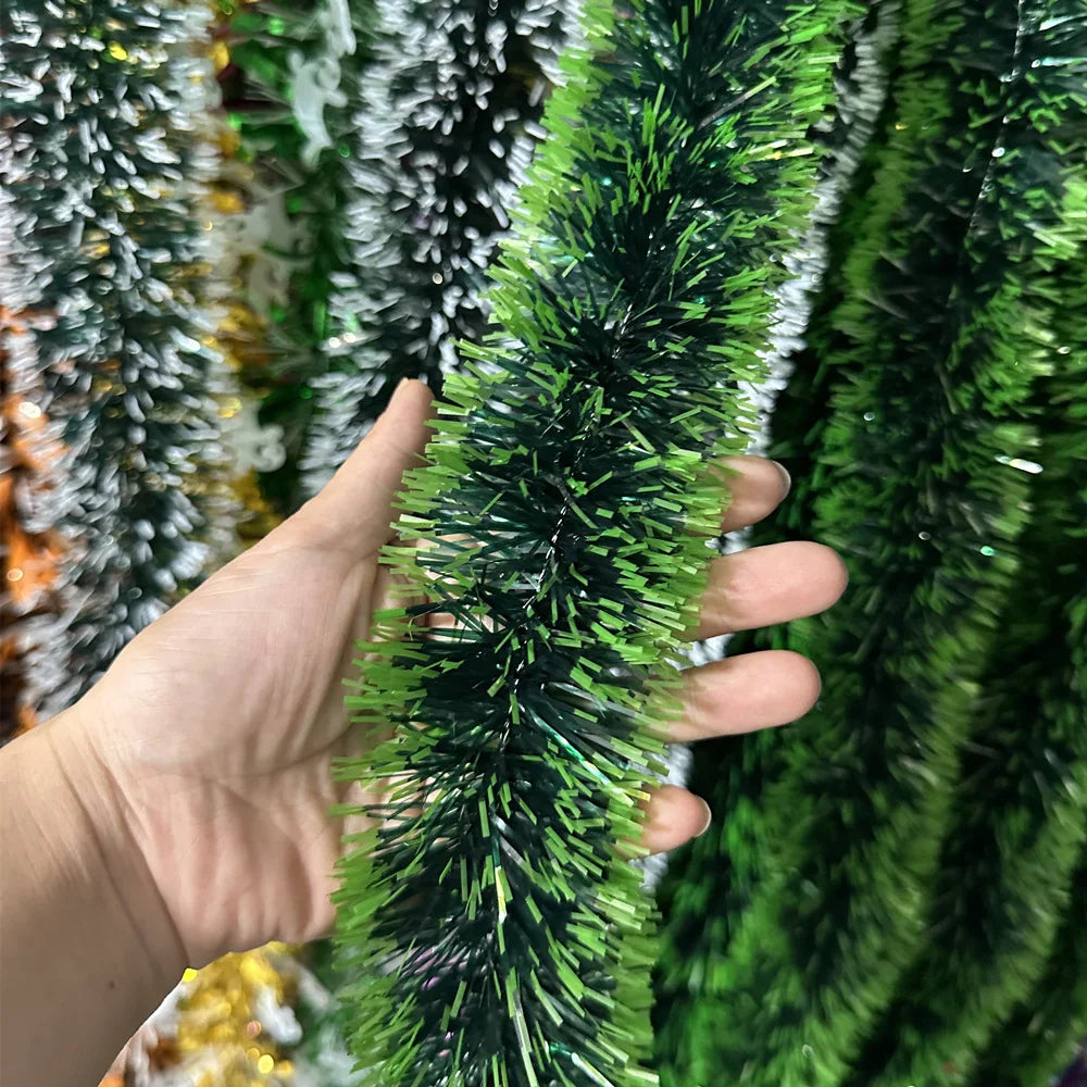 Decorações de árvore de natal guirlanda de enfeites de natal guirlanda metálica brilhante para decoração de casa e sala de estar de natal