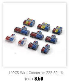 Conector de fio 222-412 blocos terminais de emenda de 2 pinos led iluminação de tira conectores rápidos elétricos mini conector de trilho condutor