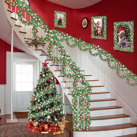 Decorações de árvore de natal guirlanda de enfeites de natal guirlanda metálica brilhante para decoração de casa e sala de estar de natal
