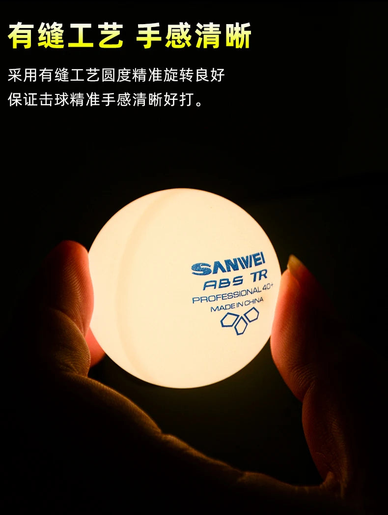 50/100 pçs sanwei 3 estrelas bolas de tênis de mesa abs novo material costurado bolas de ping pong 40 + profissional bola de ping pong treinamento do clube