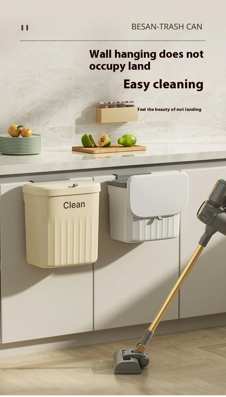 Lixeira de cozinha montada na parede, lixeira suspensa com tampa, lata de lixo para armário sob pia, lixo, composto, 8.5/12l