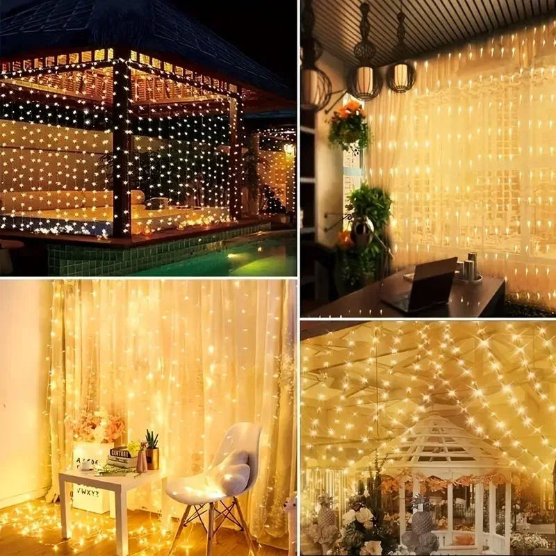 600/300/200/100led luzes de cortina solar ao ar livre luzes de fadas luzes led decorações de casamento de natal luzes da corda decoração do jardim