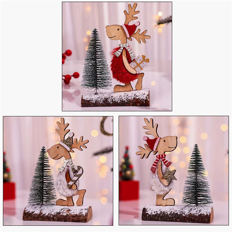 Árvore de Natal artesanal para crianças DIY, madeira estéreo, layout de cena, decorações de Natal, ornamentos quentes
