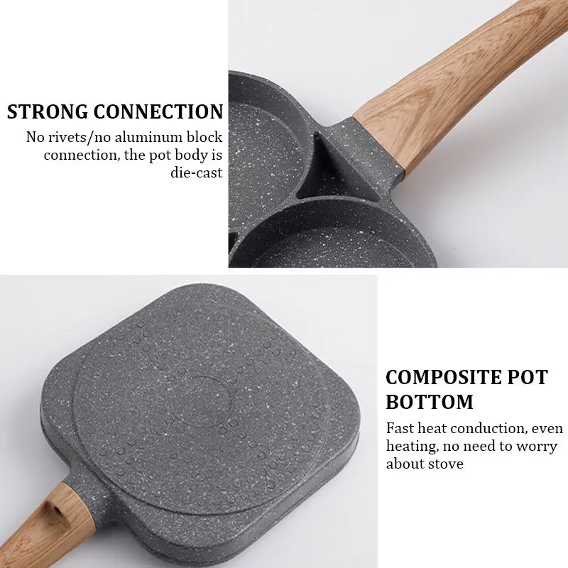 Frigideira antiaderente para ovos, 2/4, 4 buracos, omelete, panqueca, bife, cozinhar ovos, presunto, fabricante de café da manhã, panela para ovos