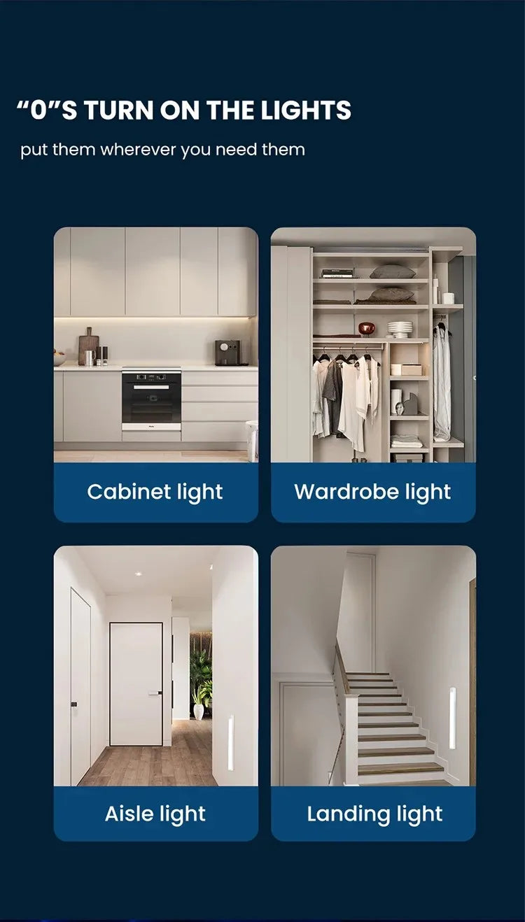 Sem fio led luzes da noite sensor de movimento luzes armário cozinha luzes da noite quarto detector luz armário escada retroiluminado