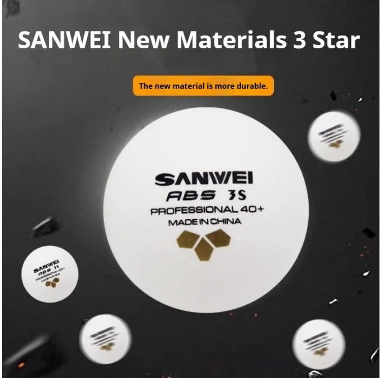 50/100 pçs sanwei 3 estrelas bolas de tênis de mesa abs novo material costurado bolas de ping pong 40 + profissional bola de ping pong treinamento do clube