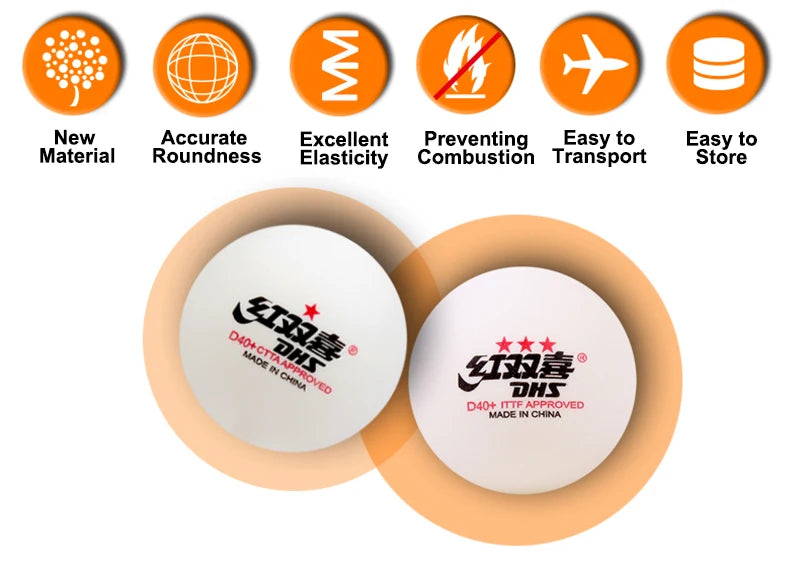 Dhs d40 + bi cor 3 estrelas bolas de tênis de mesa abs novo material com costura ittf aprovado bolas de ping pong para treinamento 10 pçs/caixa