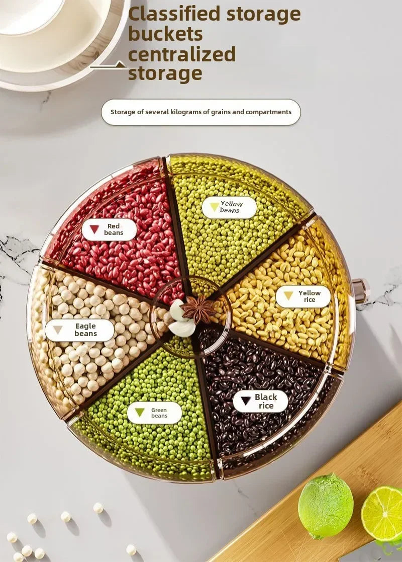 Balde de arroz rotativo para armazenamento de grãos domésticos, à prova de insetos e umidade, tanque de armazenamento de arroz selado doméstico