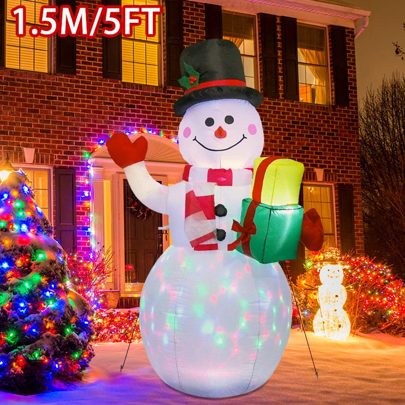 1pc decoração de natal brinquedo inflável presente boneco de neve pinguim embutido luzes led interior ao ar livre festa de ano novo diy decoração do jardim