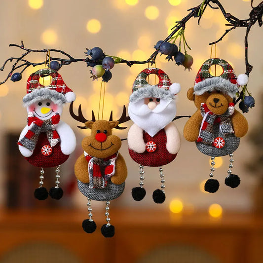 4 pçs decorações da árvore de natal pendurado ornamentos de natal conjunto decorações do boneco de neve pendurado pingentes