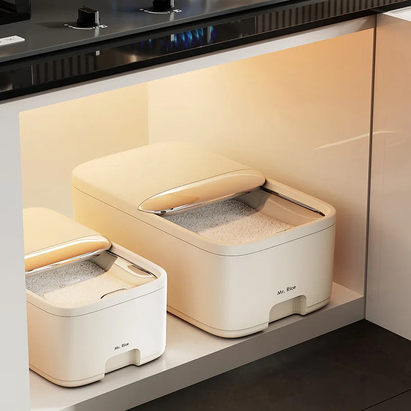 Caixa de arroz à prova de umidade, 5/10kg, frasco selado de grãos, recipiente de cozinha, armazenamento de balde, caixa de comida para cães de estimação com tampa de bala