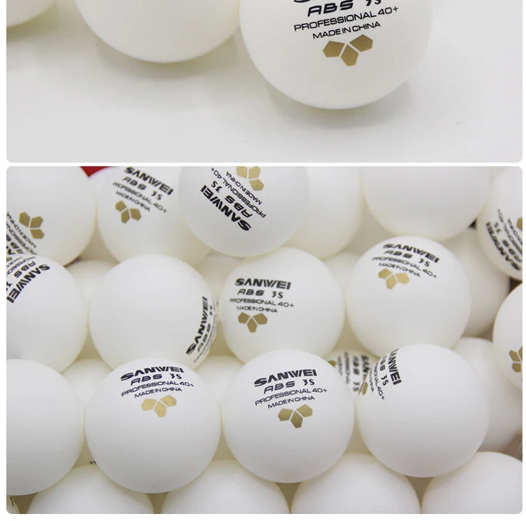 50/100 pçs sanwei 3 estrelas bolas de tênis de mesa abs novo material costurado bolas de ping pong 40 + profissional bola de ping pong treinamento do clube