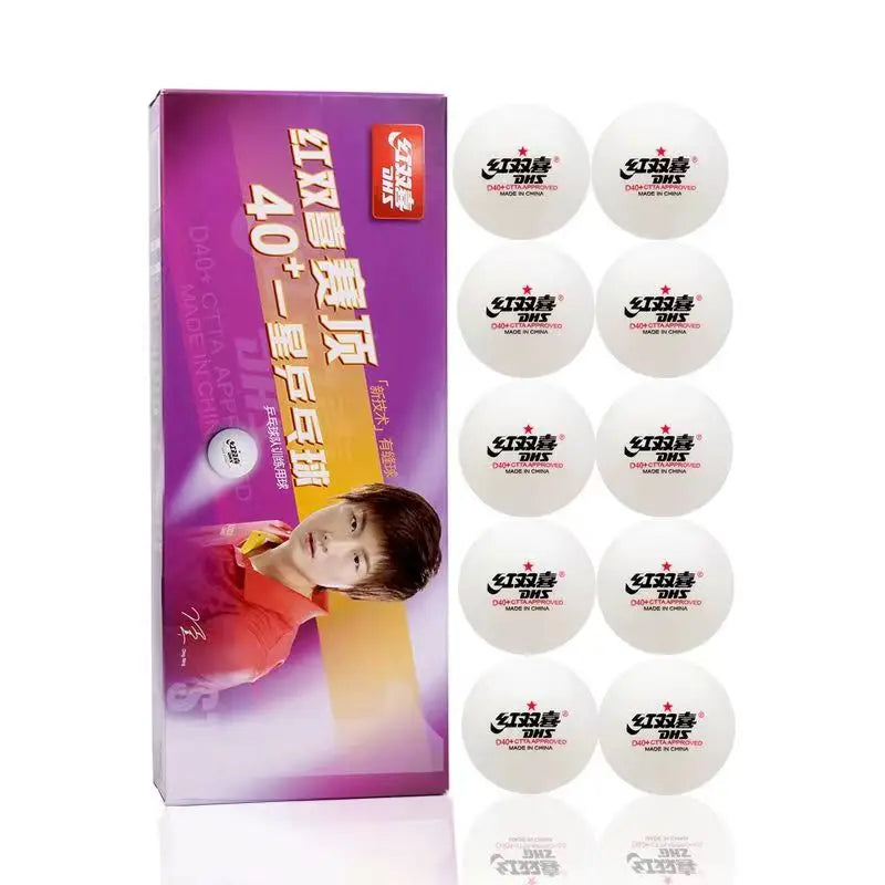 Bolas de tênis de mesa dhs 3 estrelas d40 + abs novo material 10 unidades/pacote bolas de pingue-pongue originais com costura aprovada pela ittf