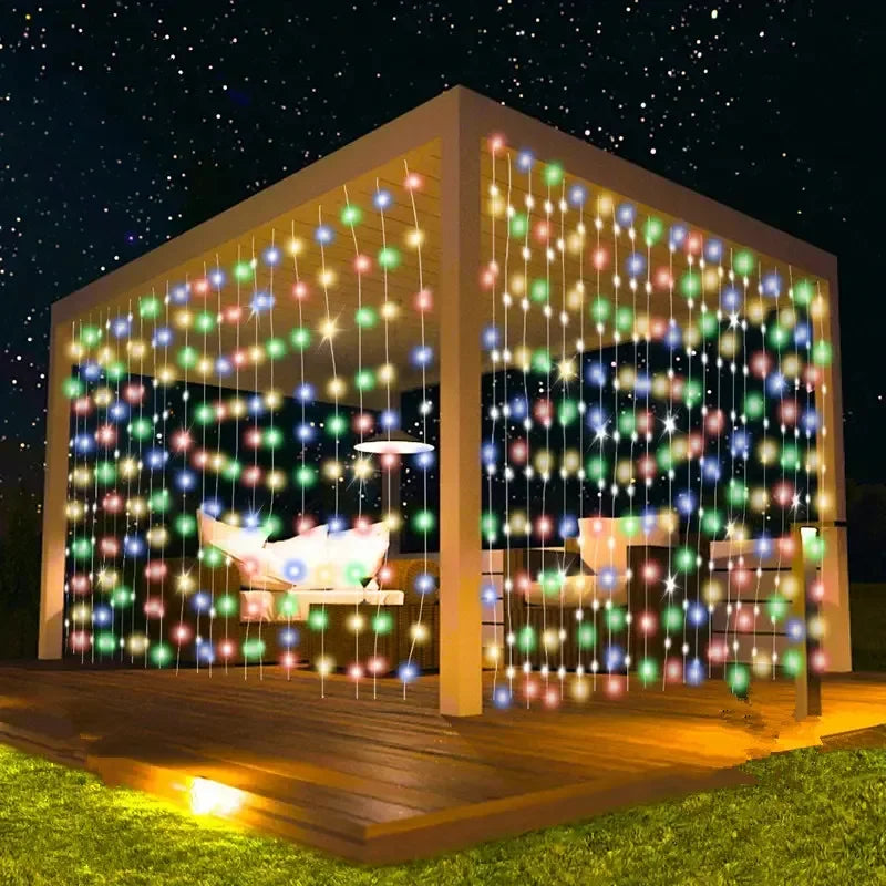 600/300/200/100led luzes de cortina solar ao ar livre luzes de fadas luzes led decorações de casamento de natal luzes da corda decoração do jardim