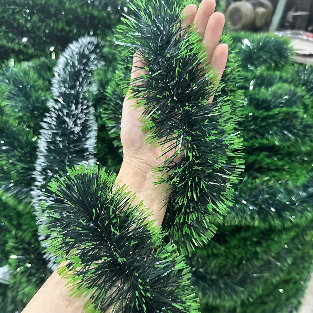 Decorações de árvore de natal guirlanda de enfeites de natal guirlanda metálica brilhante para decoração de casa e sala de estar de natal