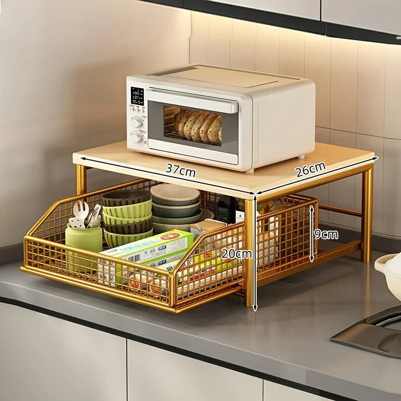 Organizador de prateleira de microondas de cozinha moderna-estante de armazenamento de bancada que economiza espaço para eletrodomésticos rack de armazenamento para design elegante