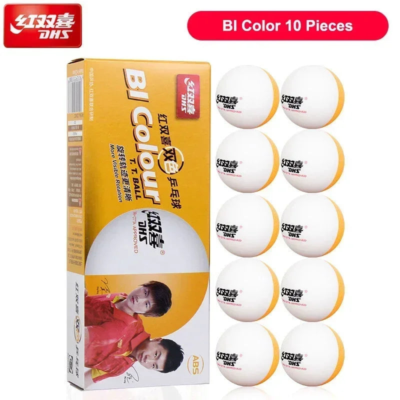 Dhs d40 + bi cor 3 estrelas bolas de tênis de mesa abs novo material com costura ittf aprovado bolas de ping pong para treinamento 10 pçs/caixa