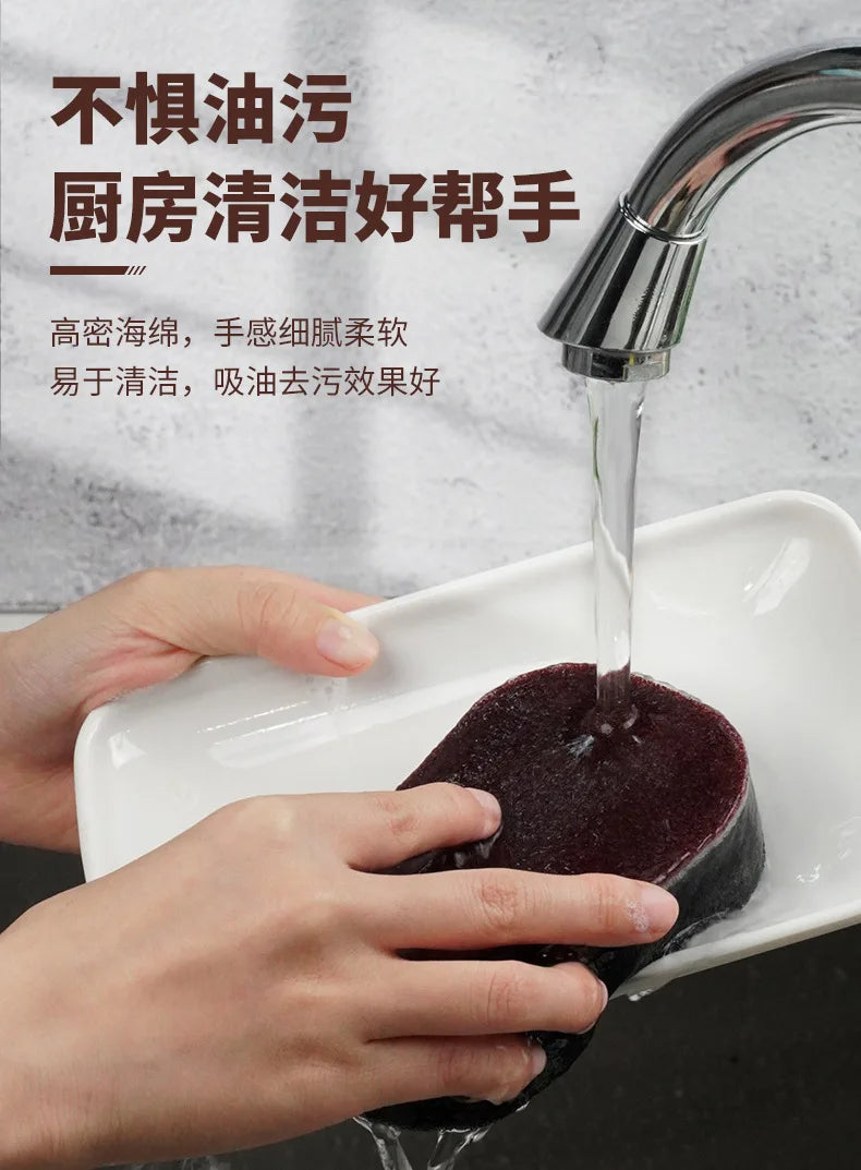 Esponja mágica potência engrossar dupla face pratos escovas de limpeza cozinha limpar ferrugem escovação pote inferior preto mancha artefato