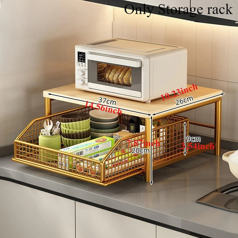 Organizador de prateleira de microondas de cozinha moderna-estante de armazenamento de bancada que economiza espaço para eletrodomésticos rack de armazenamento para design elegante
