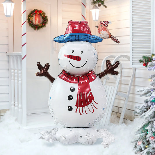 1pc em pé balão de boneco de neve de natal para decorações de festa temática de natal, decorações de balão de férias de boneco de neve de inverno
