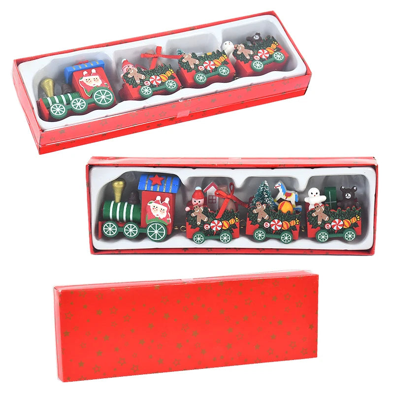 1pc trem de natal ornamentos de madeira 2024 decoração de natal para casa crianças natal navidad noel presente ano novo 2025 fontes de festa