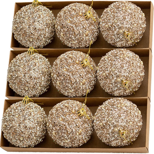6-30 pçs champanhe ouro glitter bolas de natal 6cm árvore de natal pendurado bola brilhante pingentes para festa de ano novo decoração ornamentos