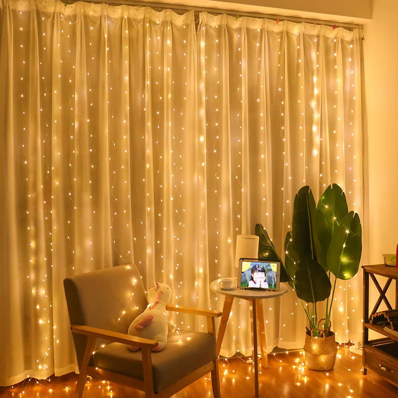 Cortinas de led usb 6m/3m, guirlandas de luz led para ano novo, decorações de natal, decoração de casamento, luzes de jardim ao ar livre