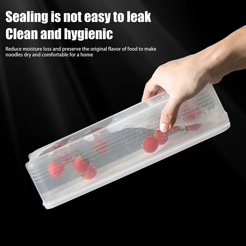Recipientes de armazenamento de alimentos de plástico hermético retangular longo com tampas para cozinha despensa organizador cereais macarrão legumes