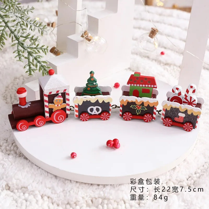 Decoração de trem de madeira de natal, enfeites de natal com trem em movimento, casa noel, presentes de feliz ano novo 2025