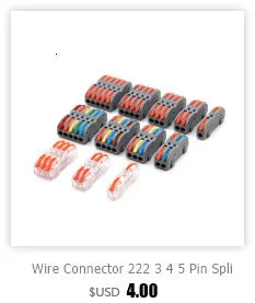 Conector de fio 222-412 blocos terminais de emenda de 2 pinos led iluminação de tira conectores rápidos elétricos mini conector de trilho condutor