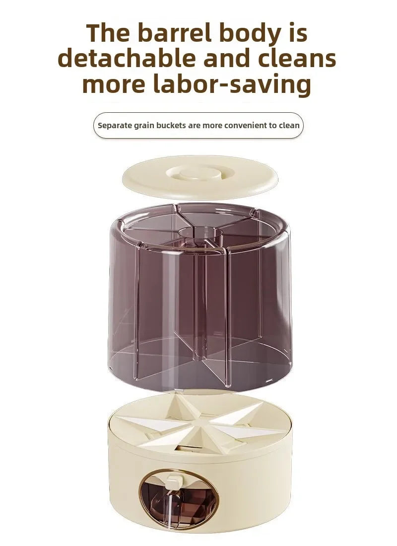 Balde de arroz rotativo para armazenamento de grãos domésticos, à prova de insetos e umidade, tanque de armazenamento de arroz selado doméstico