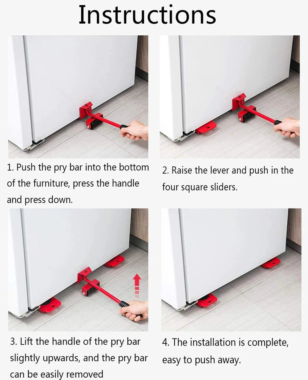 Conjunto profissional de ferramentas para mover móveis, material pesado, levantador de transporte, rolo com barra de roda, dispositivo manual móvel