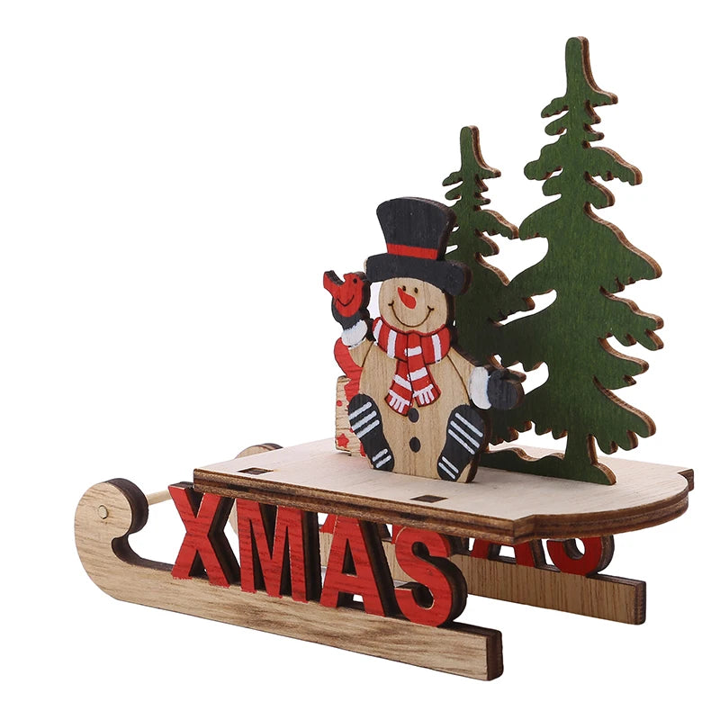 Árvore de Natal artesanal para crianças DIY, madeira estéreo, layout de cena, decorações de Natal, ornamentos quentes