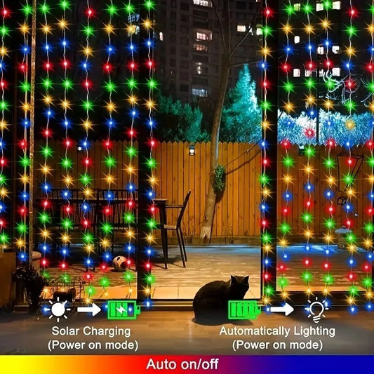 600/300/200/100led luzes de cortina solar ao ar livre luzes de fadas luzes led decorações de casamento de natal luzes da corda decoração do jardim