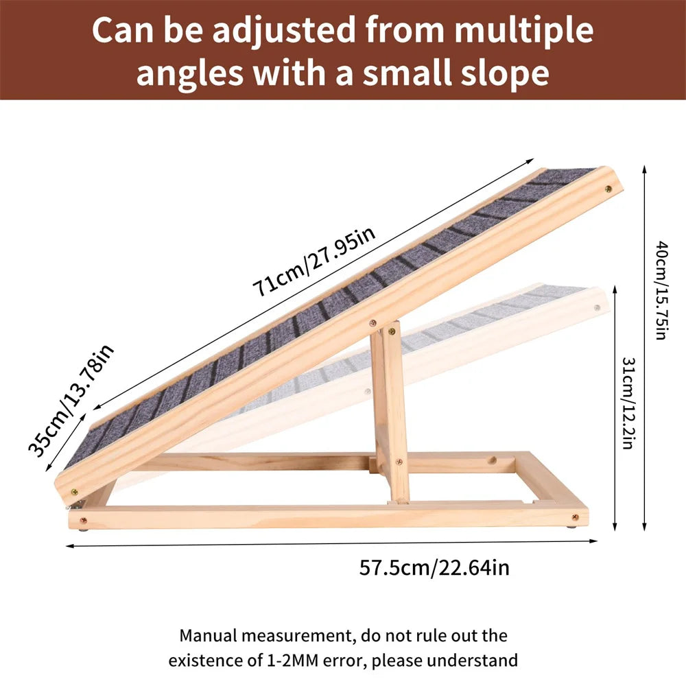 Rampa de madeira ajustável para cães, dobrável, altura de 2/4 níveis, escadas para animais de estimação, superfície antiderrapante para sofá-cama, carro, escalada interna