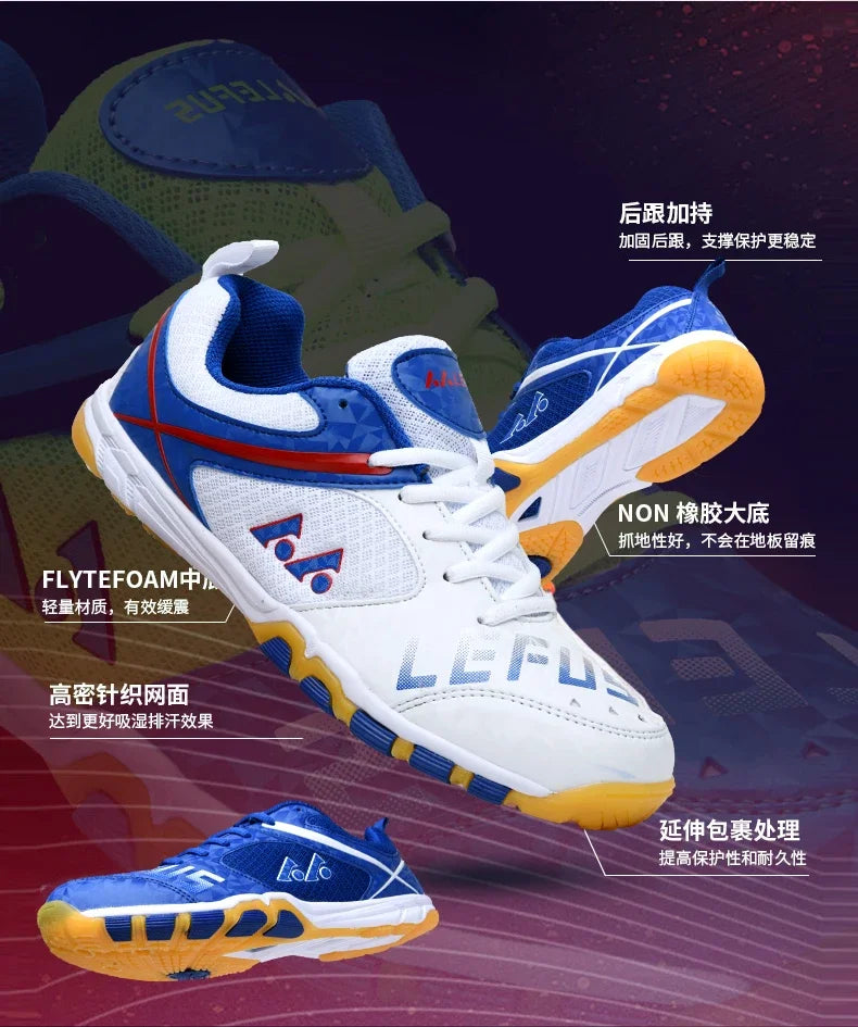 Tênis de mesa para homens e mulheres, leve, tênis de treinamento ao ar livre, respirável, com renda, homem atlético, tênis de badminton