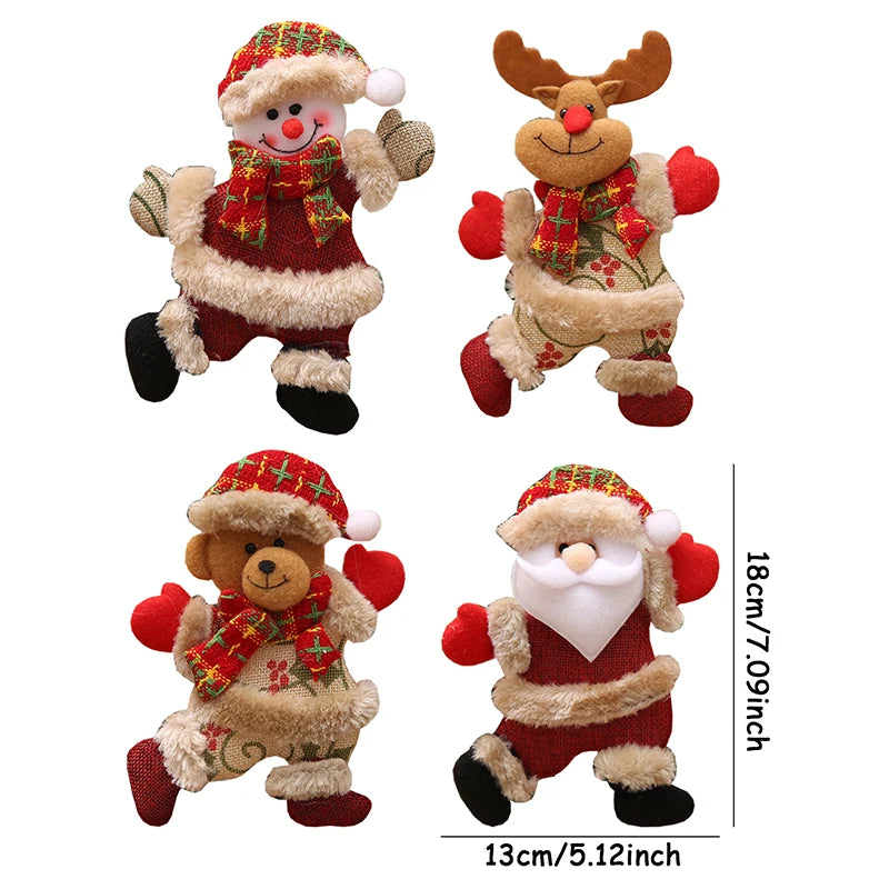 4 pçs feliz natal ornamentos diy presente de natal papai noel boneco de neve árvore pingente boneca pendurar decoração para casa noel natal ano novo