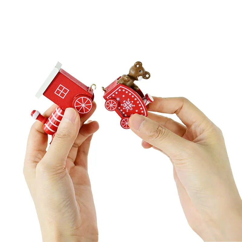 1pc trem de natal ornamentos de madeira 2024 decoração de natal para casa crianças natal navidad noel presente ano novo 2025 fontes de festa