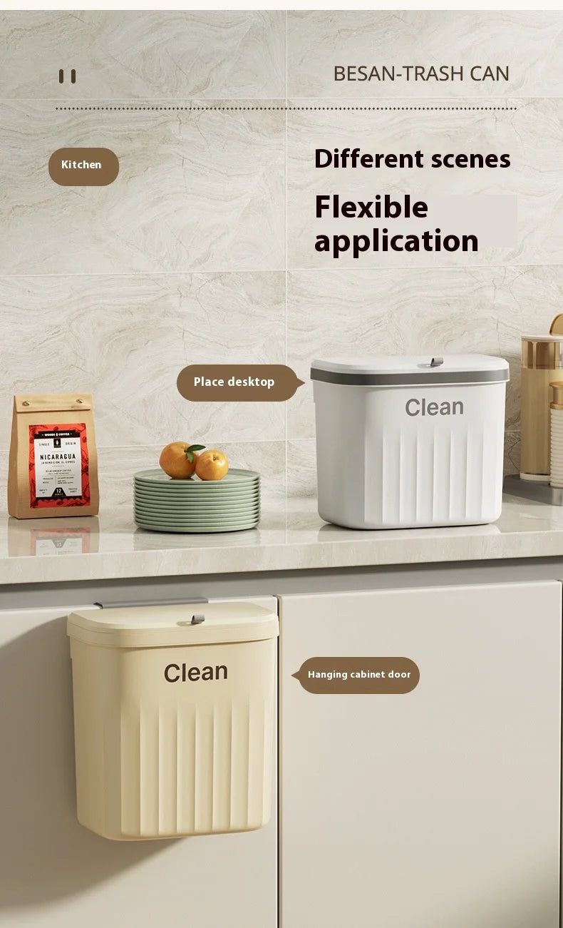 Lixeira de cozinha montada na parede, lixeira suspensa com tampa, lata de lixo para armário sob pia, lixo, composto, 8.5/12l