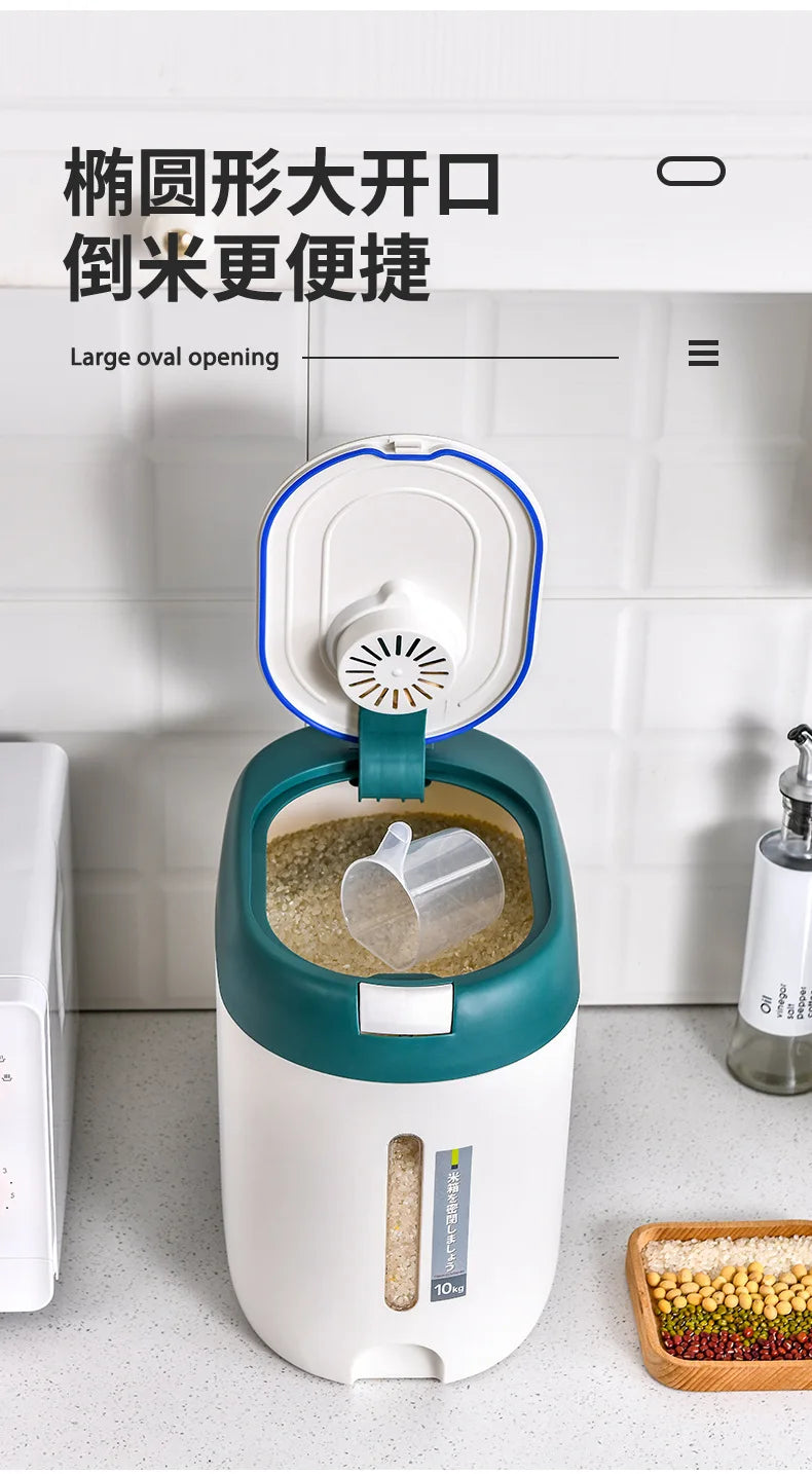 Balde de arroz de pressão doméstico selado à prova de umidade farinha de grãos lã para animais de estimação comida para cães lata de armazenamento de alimentos