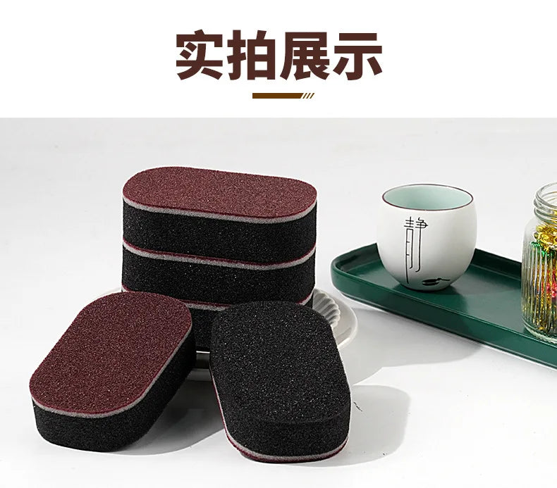 Esponja mágica potência engrossar dupla face pratos escovas de limpeza cozinha limpar ferrugem escovação pote inferior preto mancha artefato