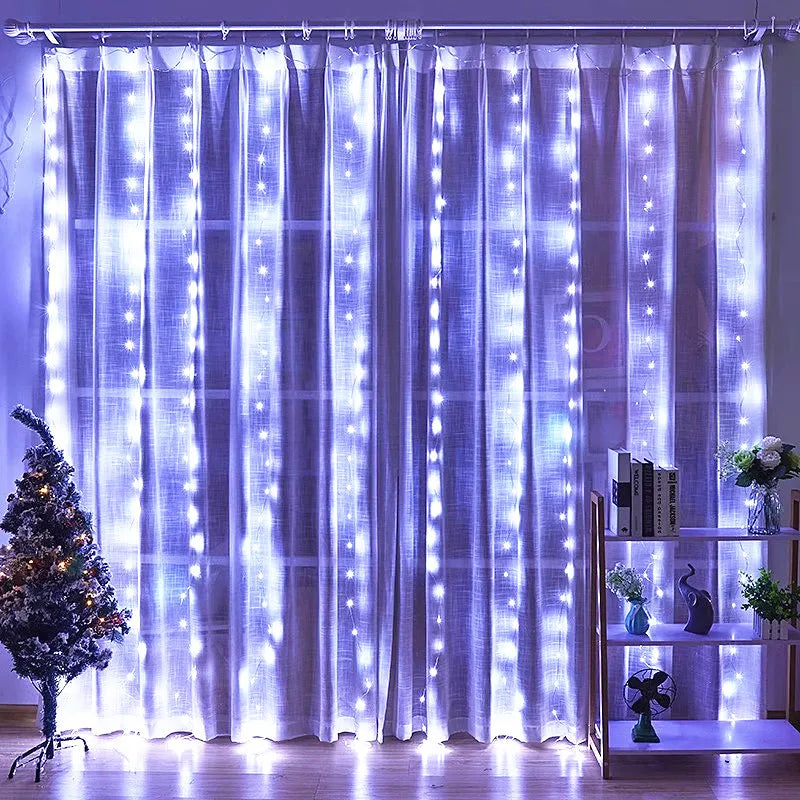 Cortinas de led usb 6m/3m, guirlandas de luz led para ano novo, decorações de natal, decoração de casamento, luzes de jardim ao ar livre