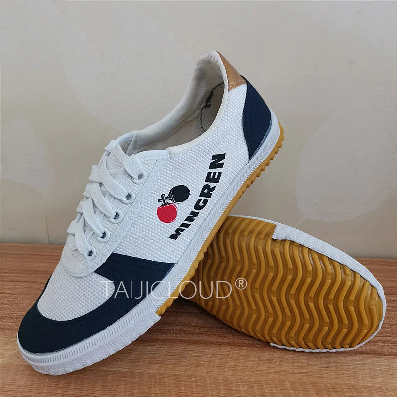 Tênis de mesa para homens e mulheres, tênis de treinamento de lona, sola de tendão de vaca, antiderrapante