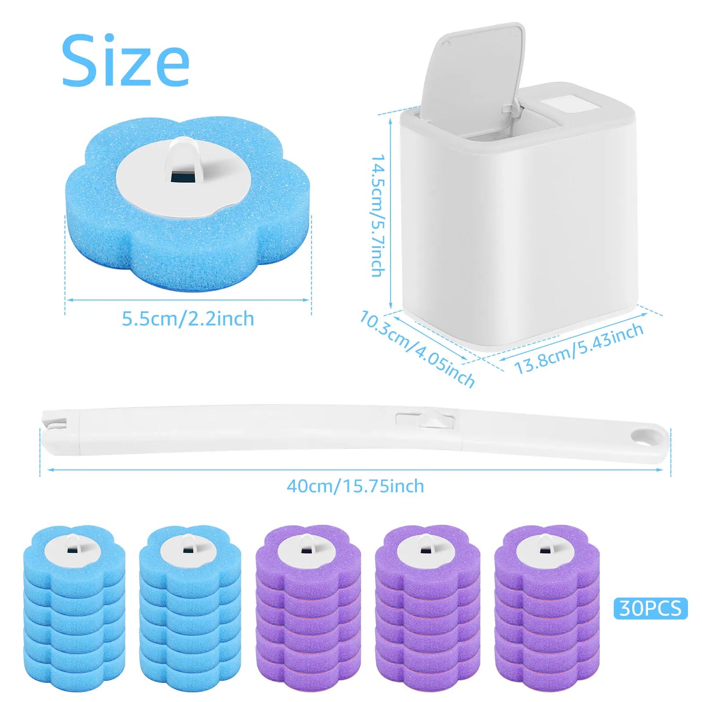 18/36 pçs escova de toalete com kits de cabeça de substituição descartáveis atualizar alça longa escova de limpeza do banheiro para casa acessórios wc