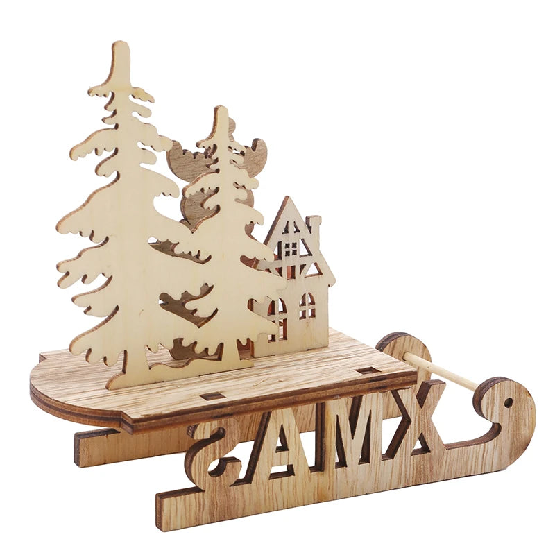 Árvore de Natal artesanal para crianças DIY, madeira estéreo, layout de cena, decorações de Natal, ornamentos quentes