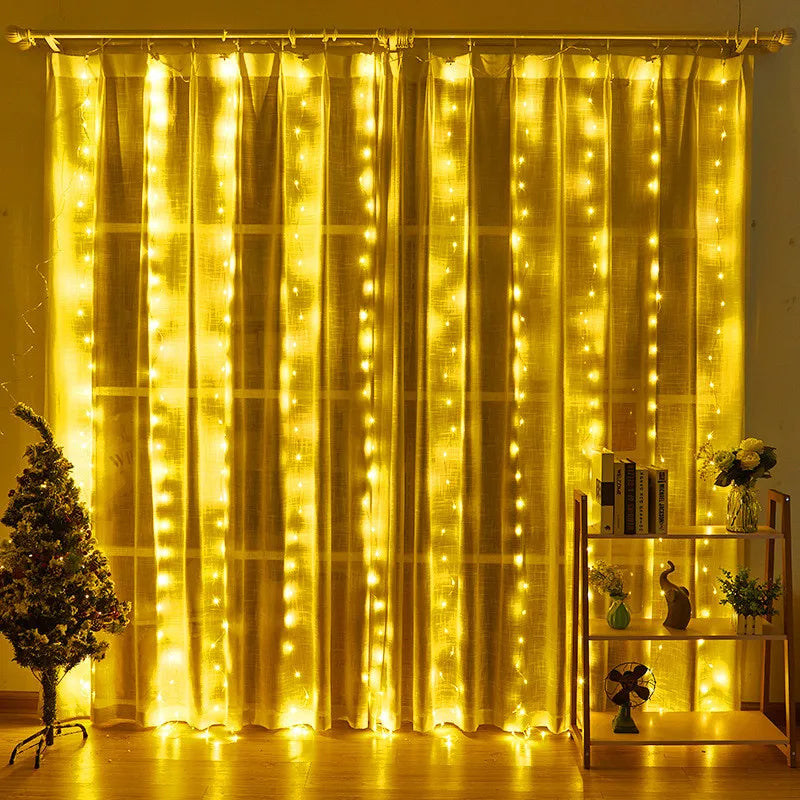 Cortinas de led usb 6m/3m, guirlandas de luz led para ano novo, decorações de natal, decoração de casamento, luzes de jardim ao ar livre