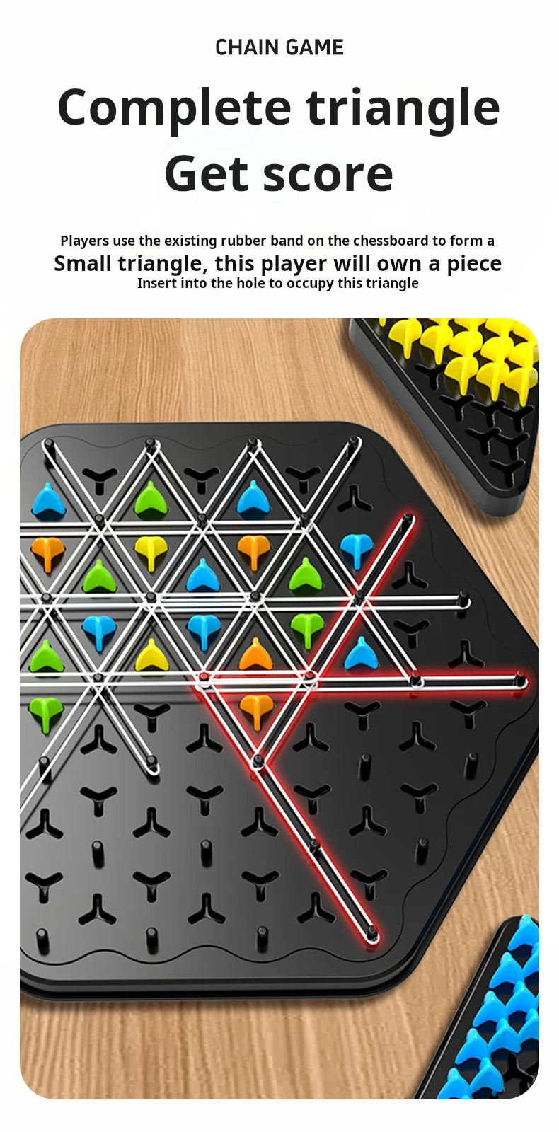 Corrente triângulo jogo de xadrez gatilho borracha jogo educacional interativo jogo batalha conjunto para festa família presente